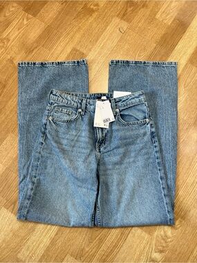 H&M Women's Flared Wide-Leg Jeans - Light Blue Denim